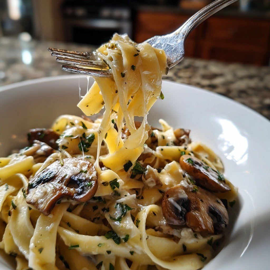 Romantic Creamy Mushroom Tagliatelle