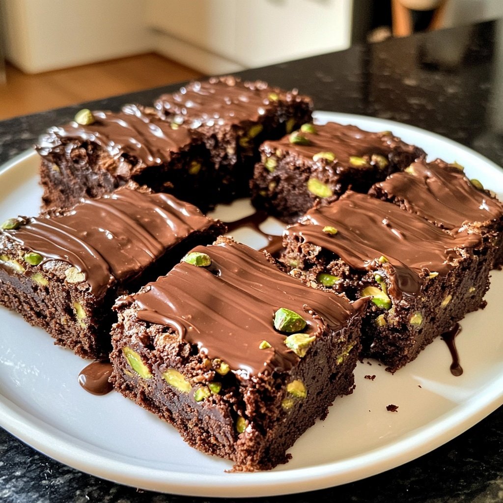 Chocolate Pistachio Brownie Squares