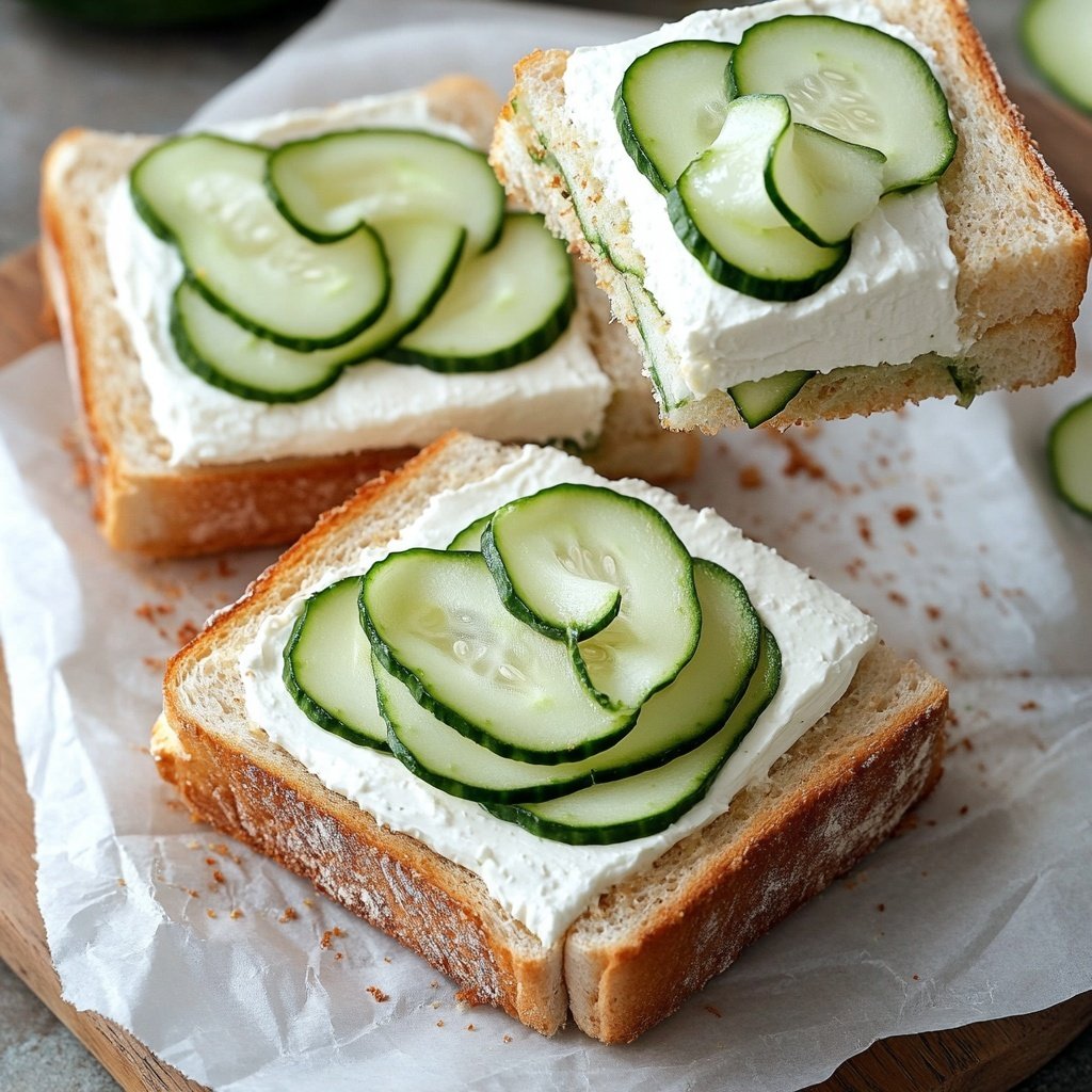 Light Cucumber Cream Cheese Sandwich Lunch