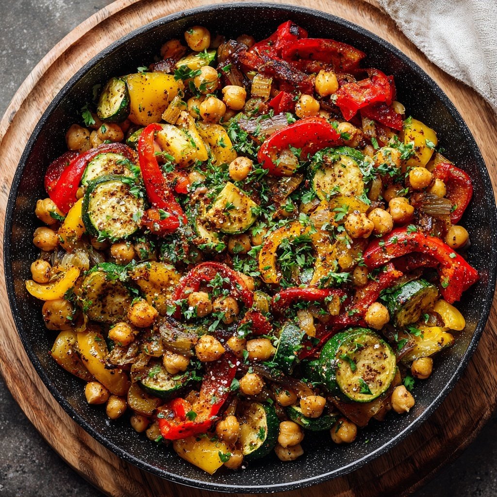 Roasted Veggie Chickpea Skillet