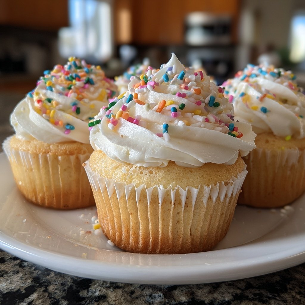 Classic Soft Vanilla Birthday Cupcakes